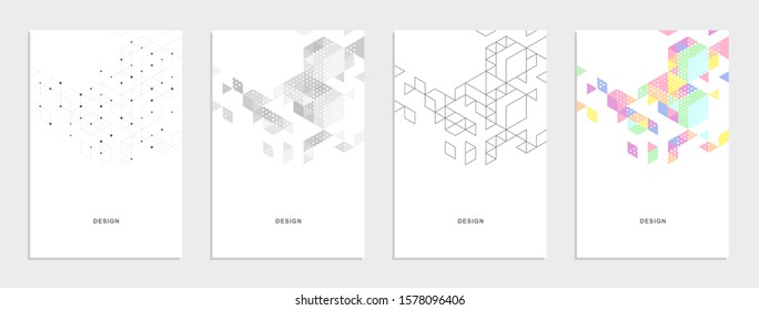 Abstract geometric technological banner. Corporate identity flyer. Vector set background.