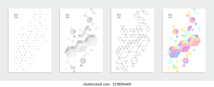 Abstract geometric technological banner. Corporate identity flyer. Vector set background.