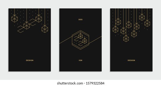 Abstract geometric technological banner. Corporate identity flyer. Vector set background.