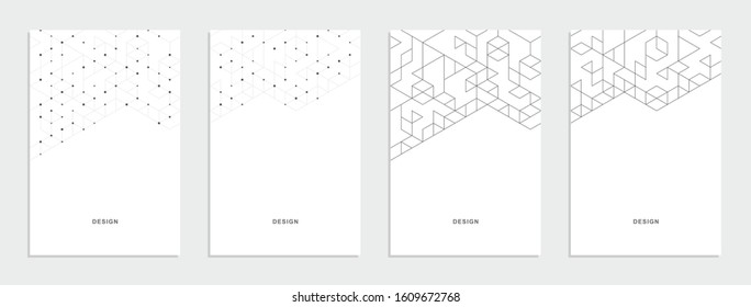 Abstract geometric technological banner. Corporate identity flyer. Vector set background.