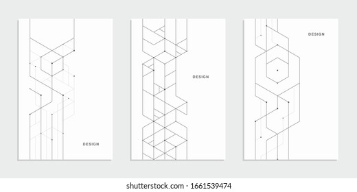 Abstract geometric technological banner. Corporate identity flyer. Vector set background.