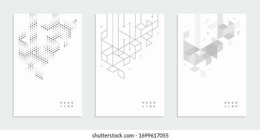 Abstract geometric technological banner. Corporate identity flyer. Vector set background.