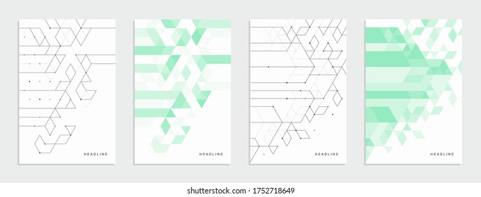 Abstract geometric technological banner. Corporate identity flyer. Vector set background.