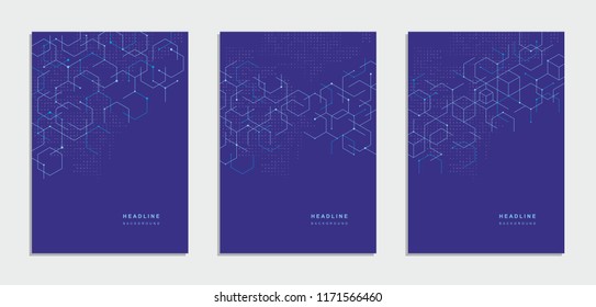 Abstract geometric technological brochure, flyer. Corporate identity.