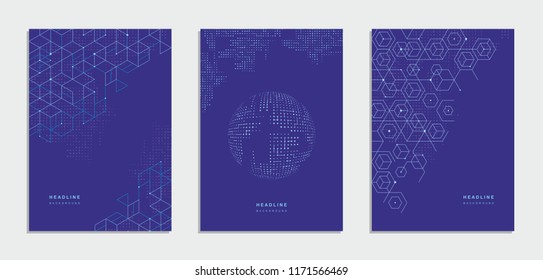 Abstract geometric technological brochure, flyer. Corporate identity.