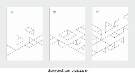Abstract geometric technological company brochure. Corporate identity flyer. Vector set business presentation.