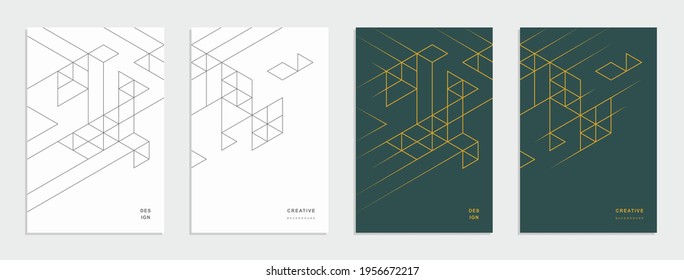 Abstract geometric technological company brochure. Corporate identity flyer. Vector set business presentation.
