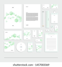 Abstract geometric technological corporate identity, stationery set.