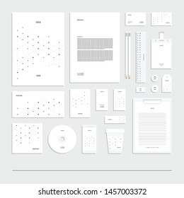 Abstract geometric technological corporate identity, stationery set.