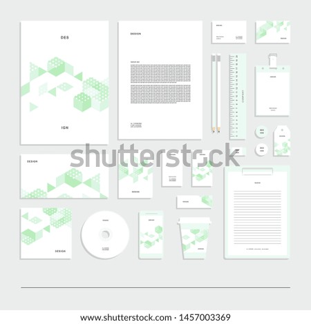 Abstract geometric technological corporate identity, stationery set.