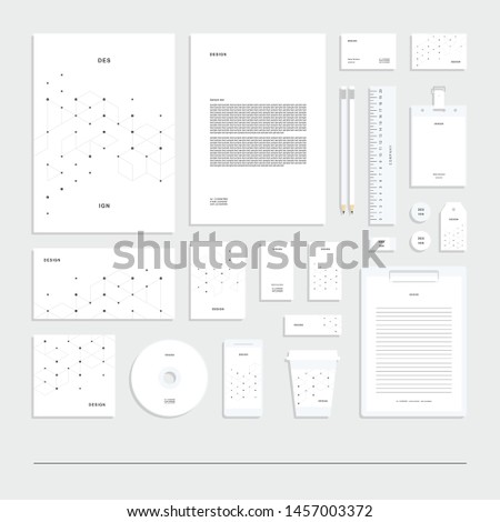 Abstract geometric technological corporate identity, stationery set.