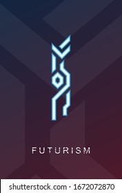 Abstract geometric technological logo sign. Sci-Fi Futurism vertical poster. Futurism altered text.