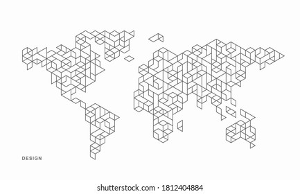 Abstract geometric technological world map background. Vector creative design.