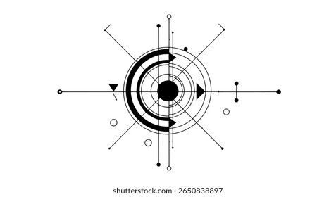 Abstract geometric technology circle. Futuristic sacred geometry HUD element.