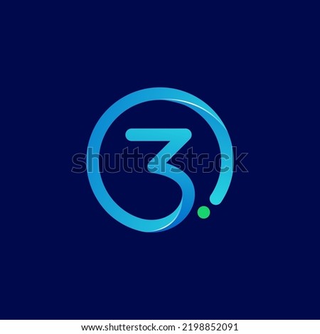 abstract geometric technology number 3 logo design