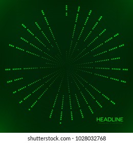 Abstract geometric technology shape of glowing particles . Dotted tunnel . Points of lights .Vector futuristic illustrations 