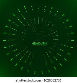 Abstract geometric technology shape of glowing particles . Dotted tunnel . Points of lights .Vector futuristic illustrations 