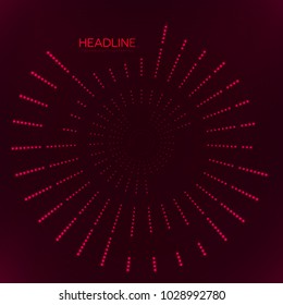 Abstract geometric technology shape of glowing particles . Dotted tunnel . Points of lights .Vector futuristic illustrations 