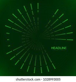 Abstract geometric technology shape of glowing particles . Dotted tunnel . Points of lights .Vector futuristic illustrations 