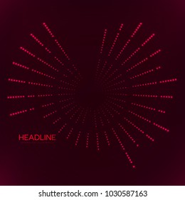 Abstract geometric technology shape of glowing particles . Dotted tunnel . Points of lights .Vector futuristic illustrations 