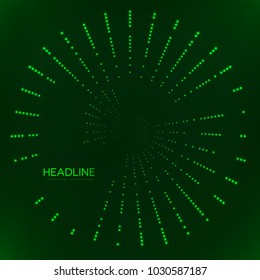 Abstract geometric technology shape of glowing particles . Dotted tunnel . Points of lights .Vector futuristic illustrations 