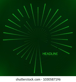 Abstract geometric technology shape of glowing particles . Dotted tunnel . Points of lights .Vector futuristic illustrations 