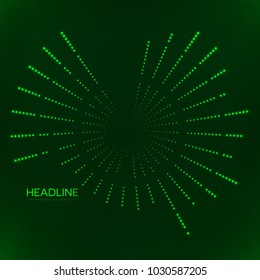 Abstract geometric technology shape of glowing particles . Dotted tunnel . Points of lights .Vector futuristic illustrations 