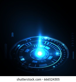 Abstract geometric technology shape of glowing particles Light neon concept. vector background