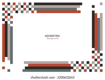 Abstract geometric template flat design with square shapes and bars on white background. Copy space for text. Landing page design. Vector Illustration.