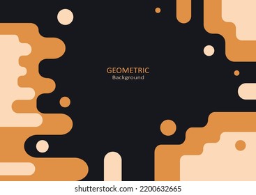 Abstract geometric template flat design with the simple shape of circles and liquid on dark background. Copy space for text. Landing page design. Vector Illustration.