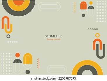 Resumen de la plantilla geométrica de diseño plano con formas simples de círculos, puntos y líneas sobre fondo beige. Copiar espacio para texto. Diseño de página de inicio. Ilustración vectorial.