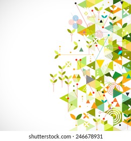 Abstract Geometric Template Go Green Concept For Corporate Business Or Media, Vector Illustration