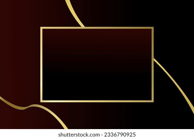 Abstract geometric template with gold line layers on dark red background. elegant style. Background frame, flyer, digital signage and concept design Editable vector illustration