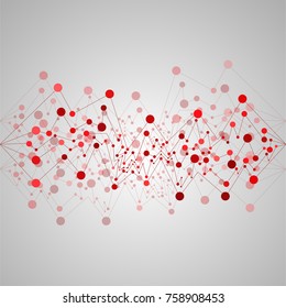 Abstract geometric template with mesh or grid of random lines and dots.  Chaotic connection of lines and dots.