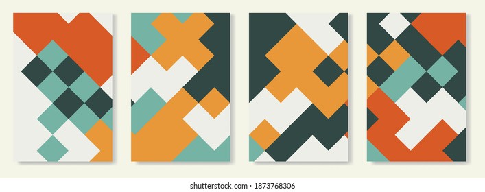 Conjunto de plantillas geométricas abstractas. Fondo de diseño vectorial moderno.