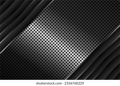 Abstract geometric template with silver lining layers on dark background. elegant style. Background frame, flyer, digital signage and concept design Editable vector illustration