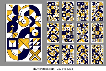 Abstract geometric templates for covers, magazines or flyers, annual report front page, vector set geometric patterns abstract backgrounds collection.