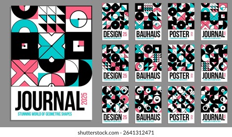 Abstract geometric templates for covers, magazines or flyers, annual report front page, vector set geometric patterns abstract backgrounds collection.