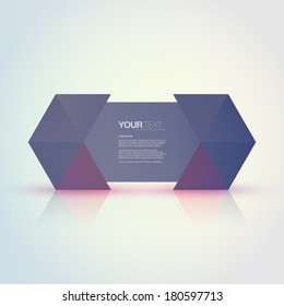 Abstract geometric text box design with purple triangles  Eps 10 stock vector illustration