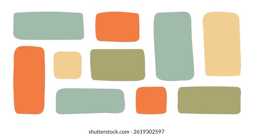 Abstract geometric text box. Empty doodle speech bubbled, rectangle simple highlights shapes, random form elements. Isolated. Vector illustration