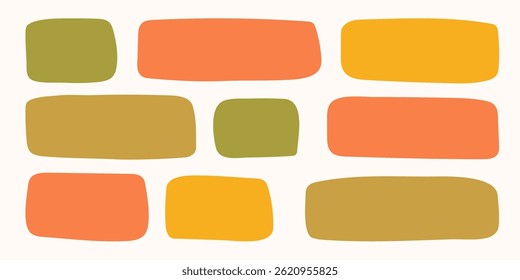 Abstract geometric text box. Empty doodle speech bubbled, rectangle simple highlights shapes, random form elements. Isolated. Vector illustration