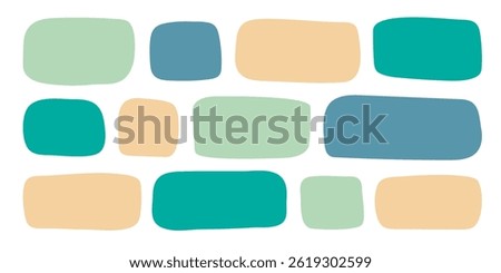 Abstract geometric text box. Empty doodle speech bubbled, rectangle simple highlights shapes, random form elements. Isolated. Vector illustration