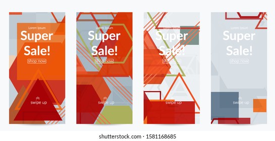 Abstract geometric texture. Mid century modern  design with geometric shapes transparent and overlapping. Retro colors. Social media template retro geometry vintage style.