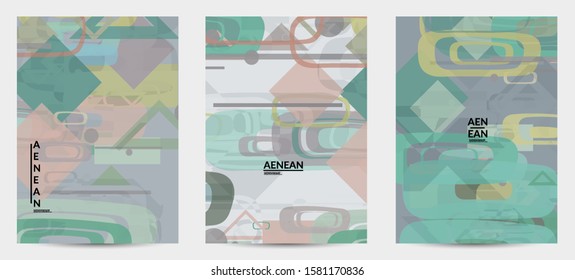 Abstract geometric texture. Mid century modern  design with geometric shapes transparent and overlapping. Retro colors. Flyer template retro geometry vintage style.