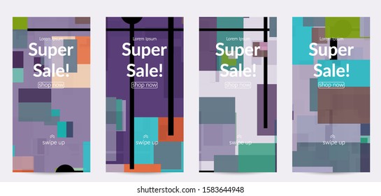 Abstract geometric texture. Mid century modern  design with geometric shapes transparent and overlapping. Retro colors. Social media template retro geometry vintage style.