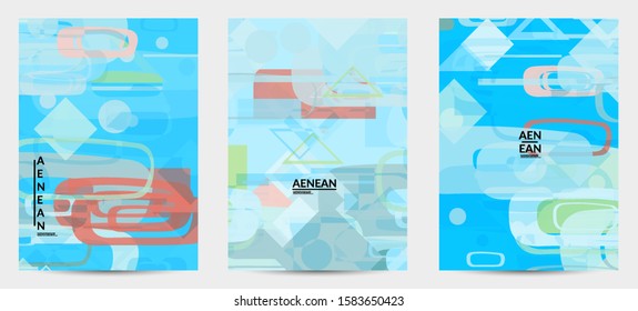 Abstract geometric texture. Mid century modern  design with geometric shapes transparent and overlapping. Retro colors. Flyer template retro geometry vintage style.