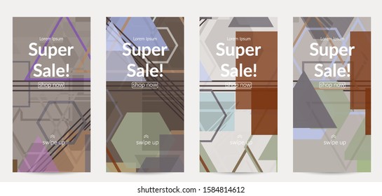 Abstract geometric texture. Mid century modern  design with geometric shapes transparent and overlapping. Retro colors. Social media template retro geometry vintage style.