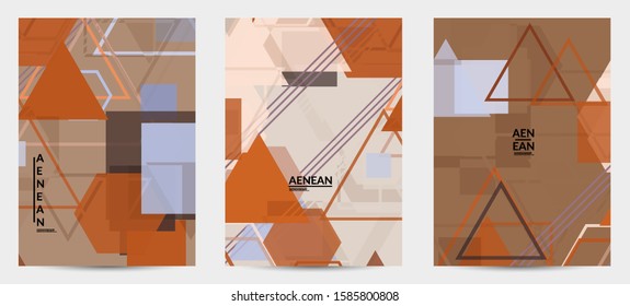 Abstract geometric texture. Mid century modern  design with geometric shapes transparent and overlapping. Retro colors. Flyer template retro geometry vintage style.