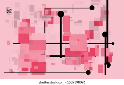 Abstract geometric texture. Mid century modern  design with geometric shapes transparent and overlapping. Retro colors. Webpage template retro geometry vintage style.