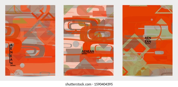 Abstract geometric texture. Mid century modern  design with geometric shapes transparent and overlapping. Retro colors. Flyer template retro geometry vintage style.